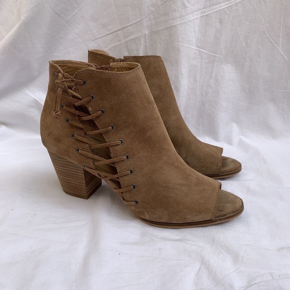 Lucky Brand Shoes - Lucky Brand Hartlee Suede Lace Boots Ankle Bootie Heels Size 9.5 M Brown Boho